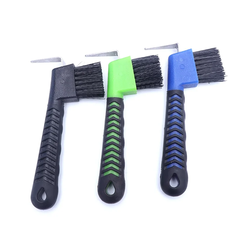 A69P-Sturdy Horse Hoof Pick Brush With Soft Handle Portable Hoofpick 3PCS