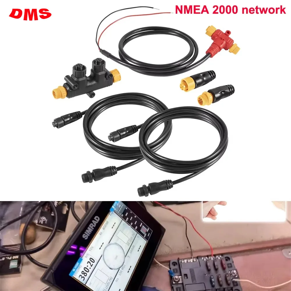 nmea-2000-starter-kit-power-cables-drop-cables-dual-tee-connector-terminators-kit-for-lowrance-simrad-garmin-dual-device