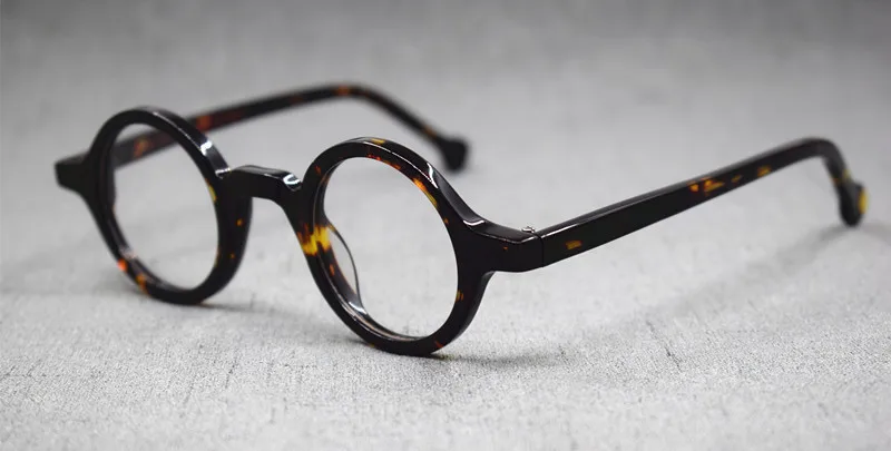 HONKAN Kleine Acetat-Brillenfassung Vintage Runde Handgefertigte Vollrand-Brillengestelle für Herren und Damen Kurzsichtigkeit Lesebrille – Detail 13