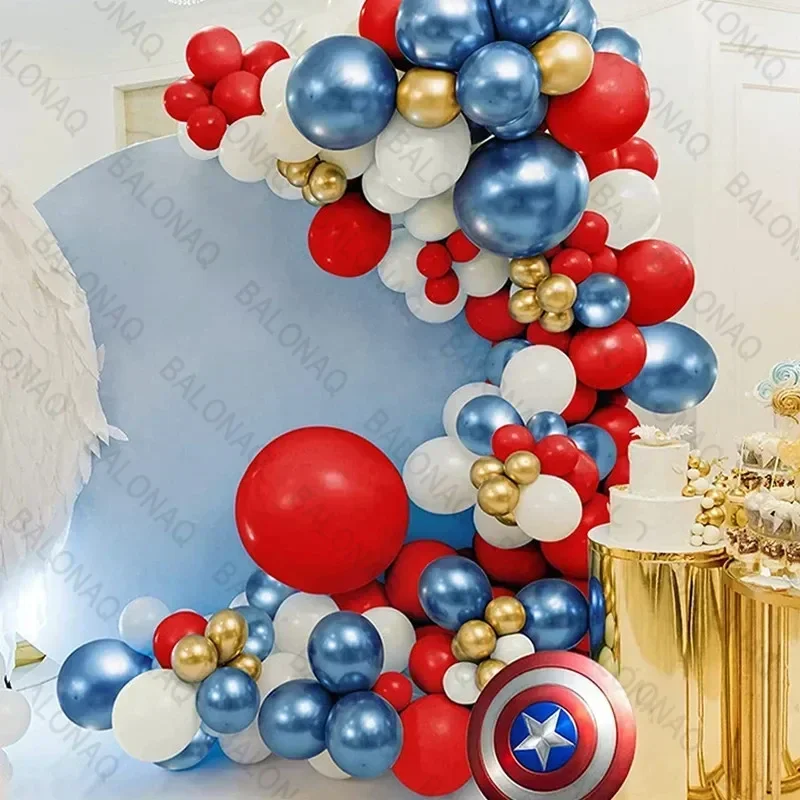 

105pcs Avengers Captain America Shield Iron Man Hero Latex Balloon Banners Birthday Party Decoration Baby Shower Supplies Globos