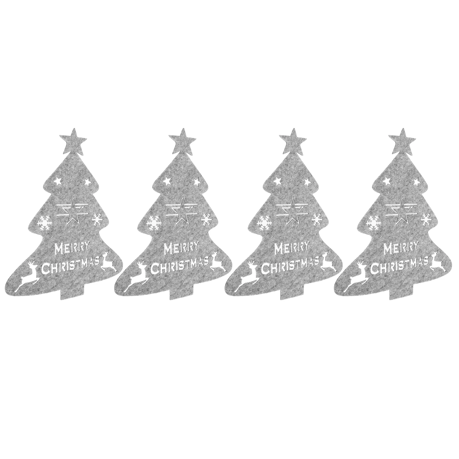 

4 Pcs Christmas Tree Knife and Fork Suit Silverware Holder Tableware Holiday Party Felt Cloth Utensil Holders