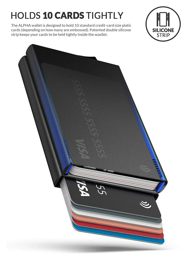 2022 New Card Case Metal with RFID NFC Protection Card Wallet Men Wallet Double Aluminum Card Case For 10 Cards