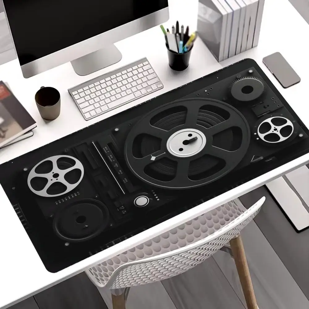 Vintage Reel To Reel Tape Recorder Retro Audio Print MousePad Large Gaming Mousepads Extended Pads Non-slip Laptop PC Tablet mat