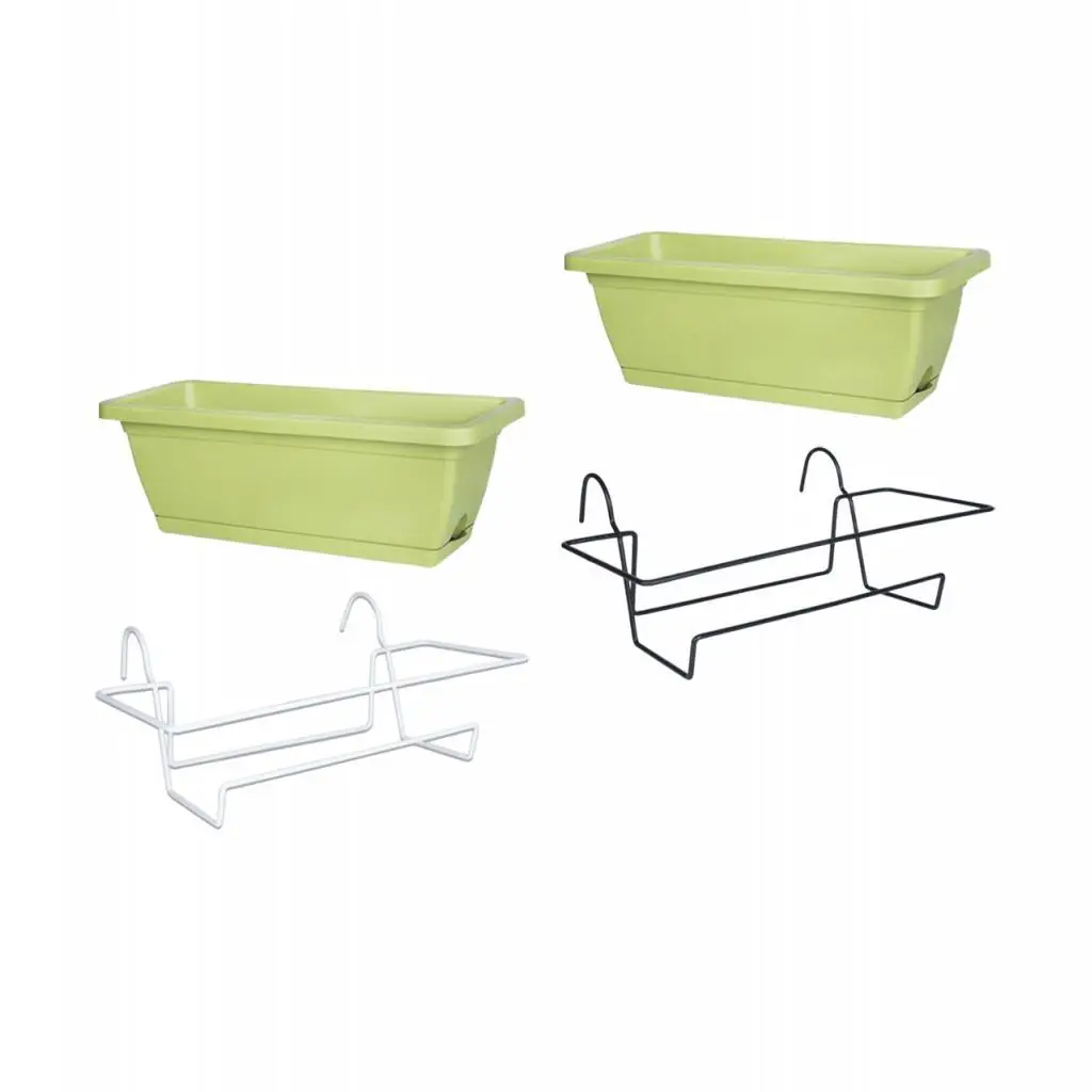 Balcony Hanging Planter with Bracket for Gardens, Porches, Windowsills Rectangular Multifunctional Lightweight 17x7.4x5.9inch