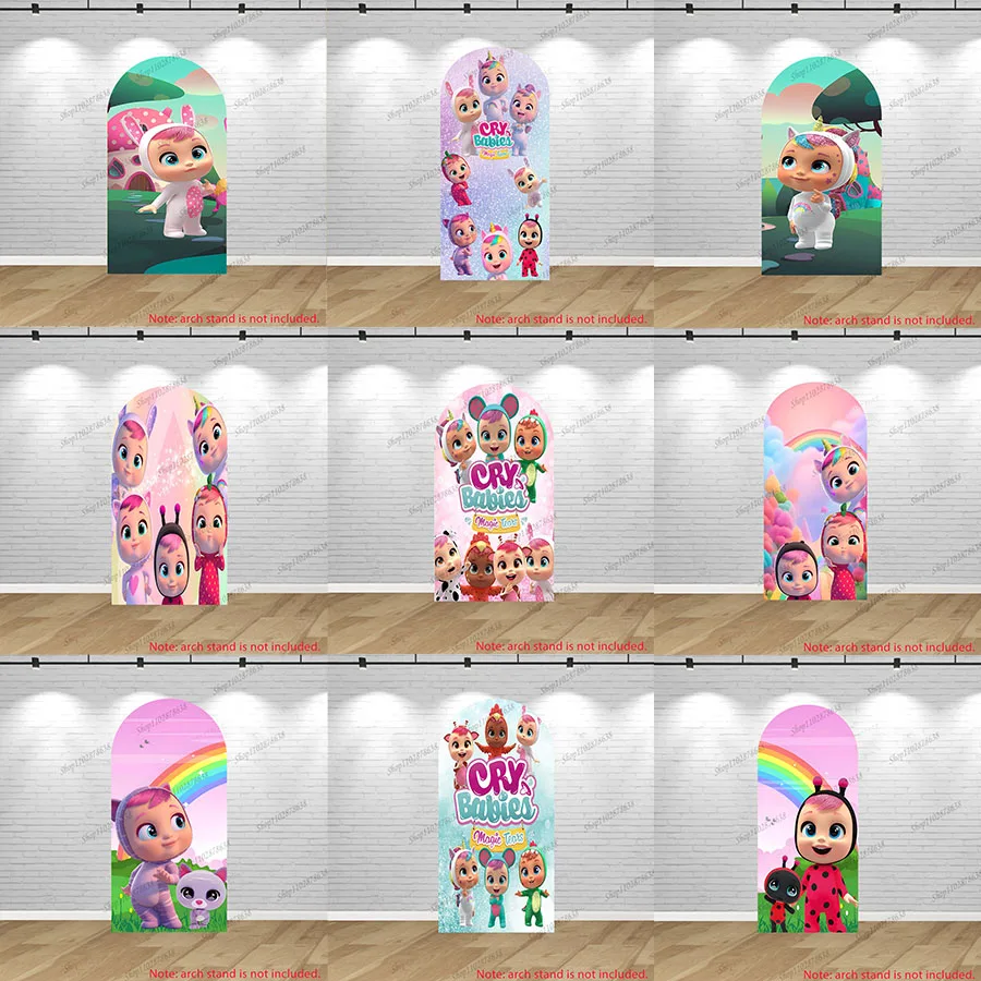Fondo Elástico de Spandex con Diseño de Lágrimas Mágicas Cry Babies para Decoración de Fiestas Infantiles y Baby Showers