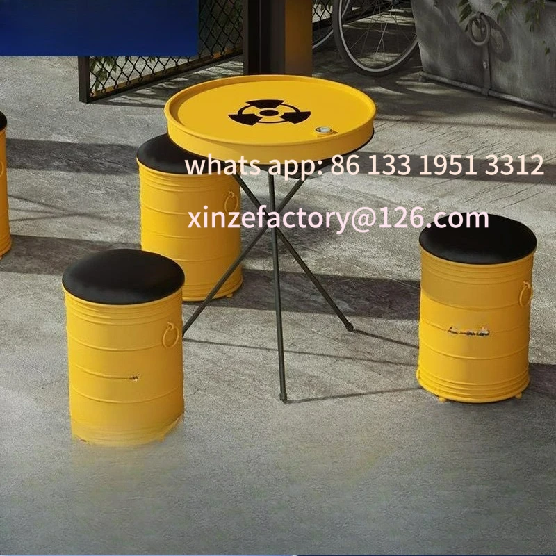 

Milk tea shop wrought iron oil drum modeling tables and chairs bar cafe creative leisure dining table and chairs