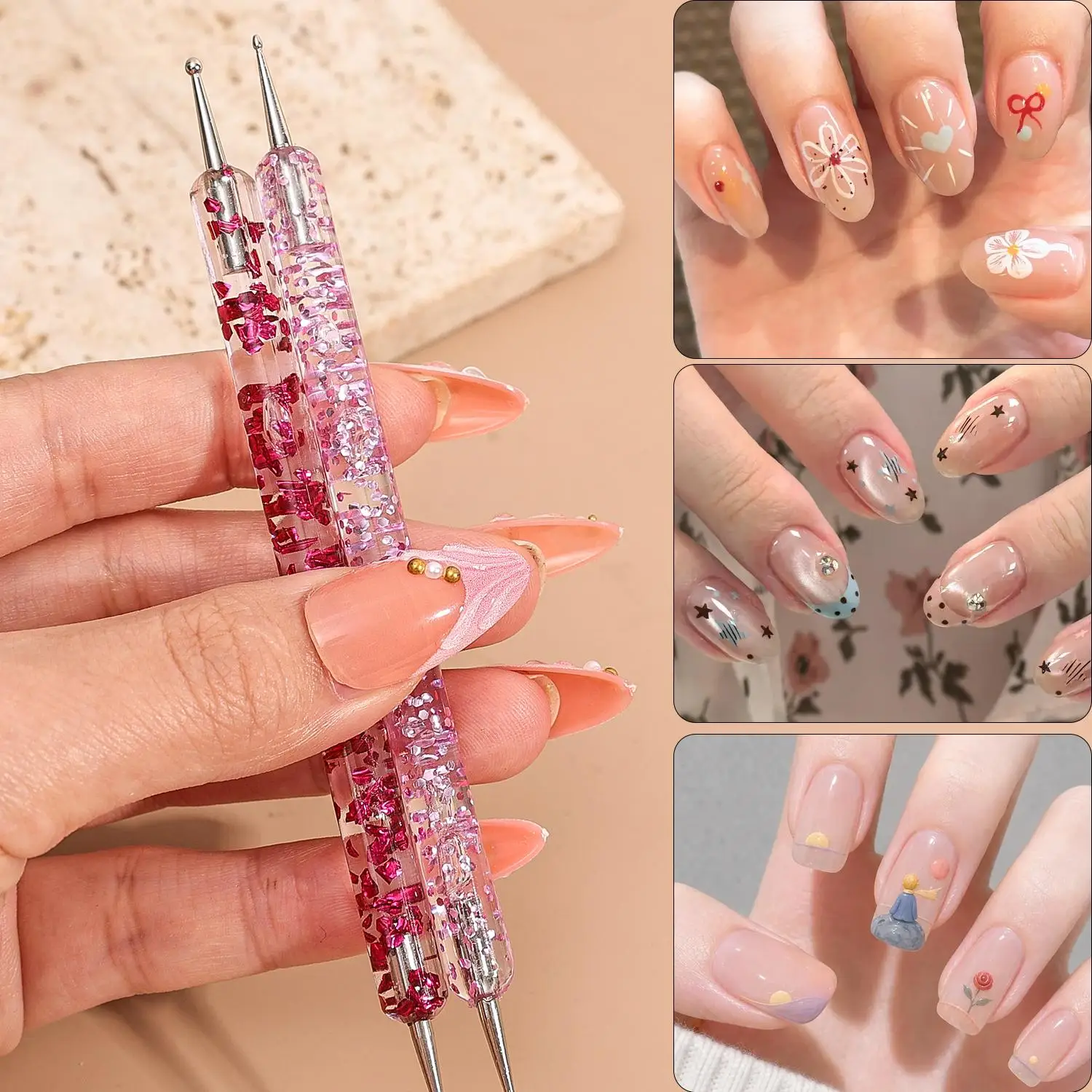 15pcs/set Nail Art Brushes UV Gel Liner DIY Painting Pen Acrylic French Stripe Flower Drawing Brush Nails Tip Painting Tools