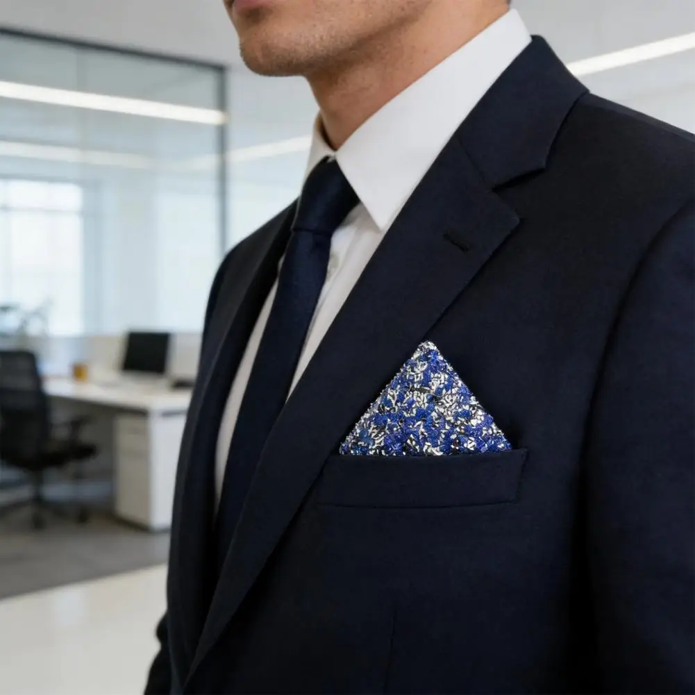 

Men Fashion Accessory Men Pocket Square Rhinestone Pocket Square for Men Pre-folded Handkerchief Sparkling Blazer Accessory