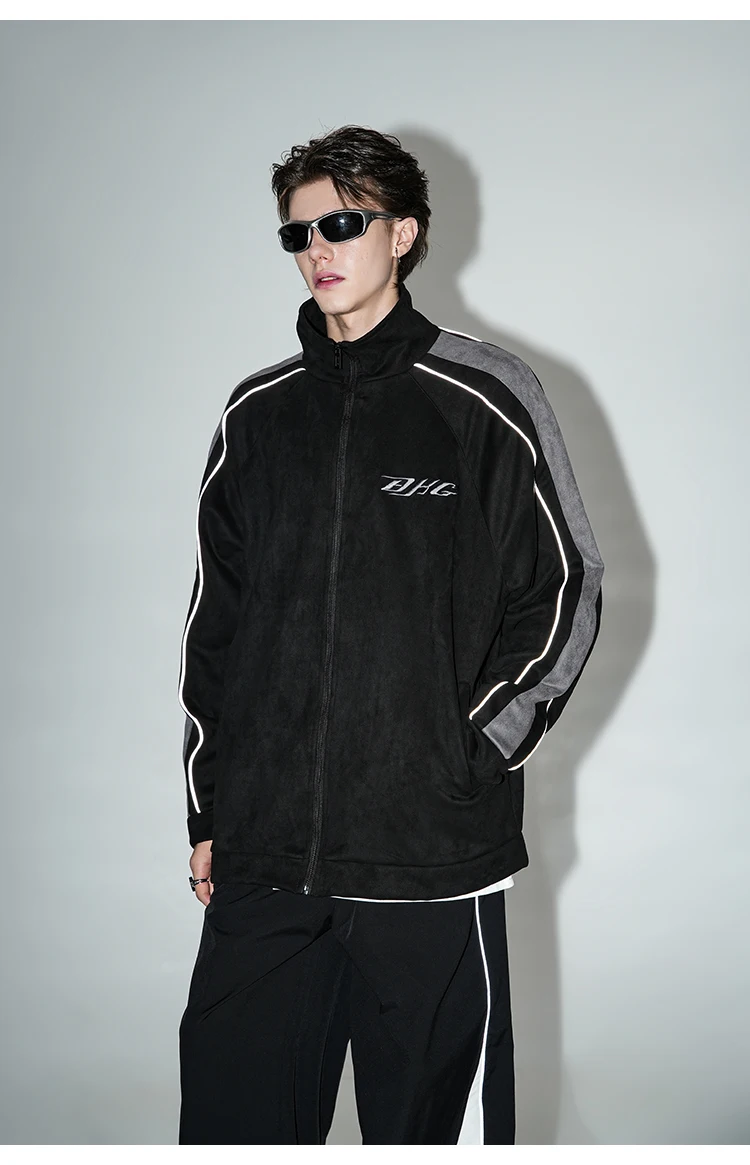 

Coat men's spring autumn jacket couple's clothing trendy sports baseball uniform stand-up collar single-breasted letter printing