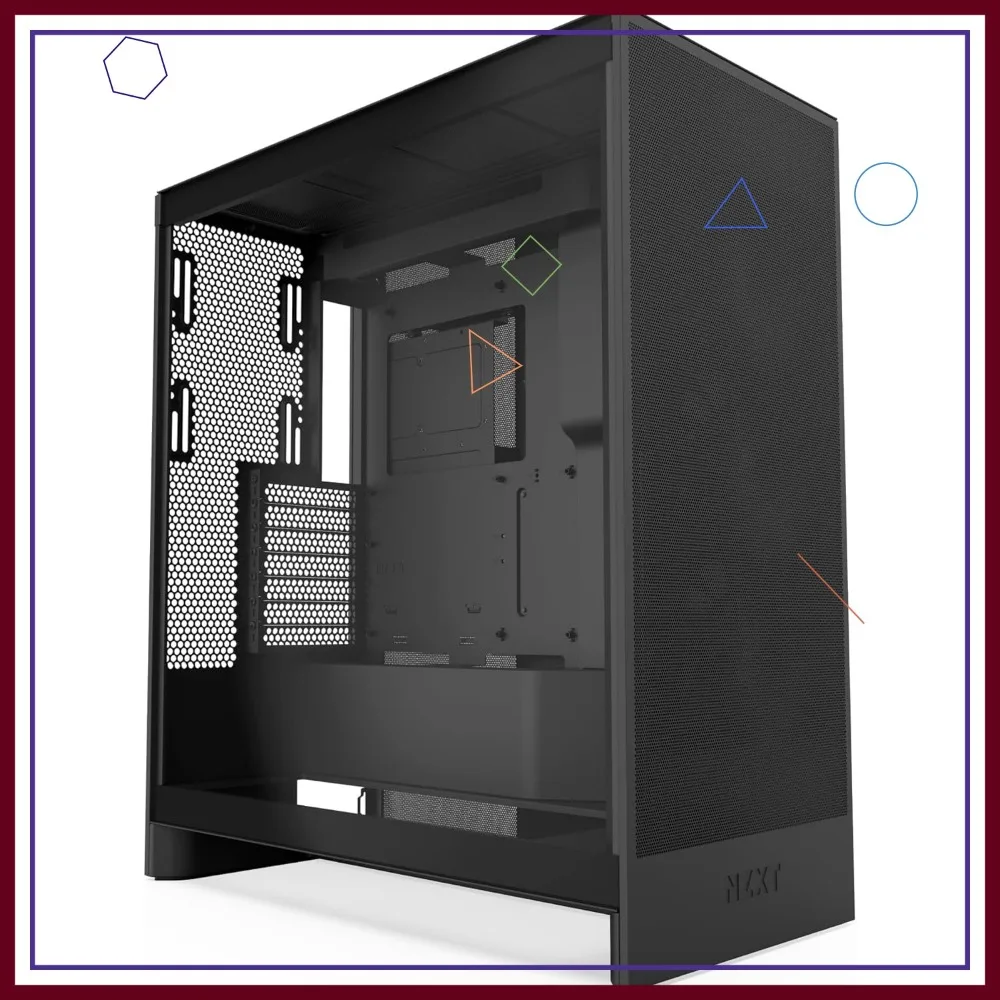 

Mid-Tower ATX Airflow Case with 3 Pre-Installed 120mm Fans, Supports Bottom GPU Cooling, Cable Management, Black