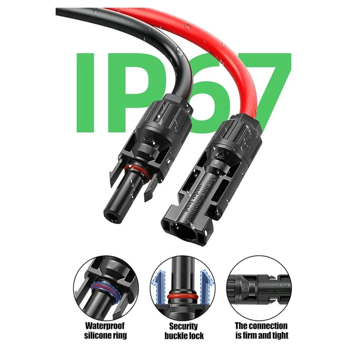 Solar Connector Wiring for Portable Power Setups, 1.5m Flexible 600V Rated Cable for Common Solar Systems