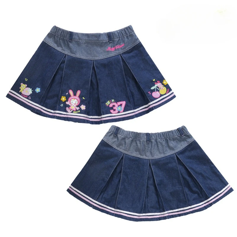 

Kids Kawaii Skirts Cute Bunny Pleated Skirt Girl Loli Denim Short Skirt Girls Casual Dress Princess Dresses Girl Jeans Shorts
