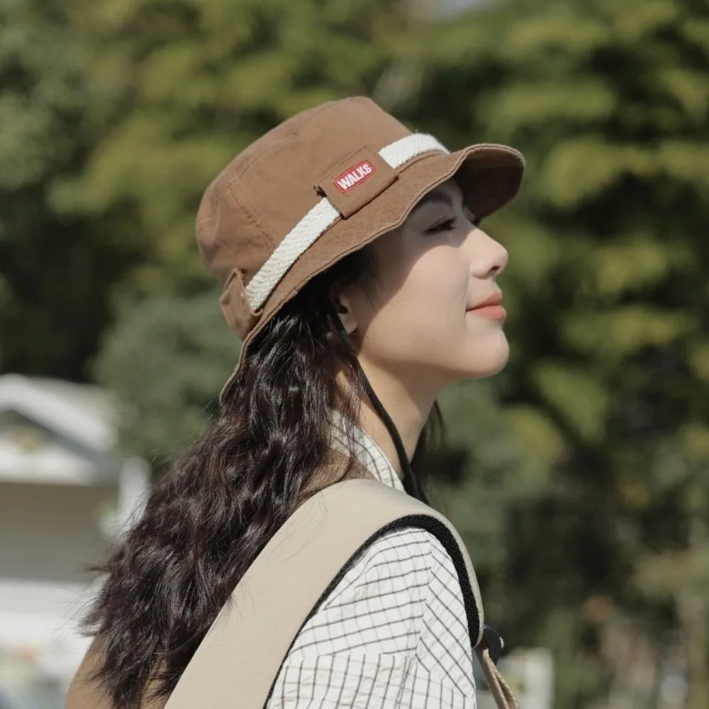 

Unsex Retro Sun Protection Bucket Hat Casual Foldable American Vintage Hat Vintage Breathable Drawstring Fisherman Caps Fishing