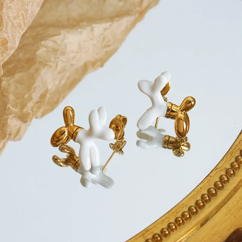 KITEAL aliexpress Gold Plated Gentlewoman stud earrings White Balloon Dog Earrings women earrings summer jewelry image 4