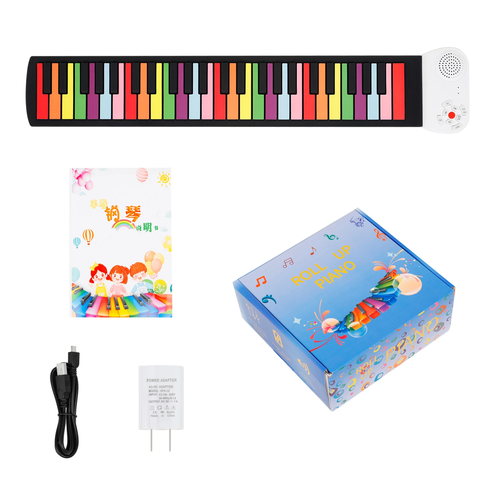 Hand Roll Piano 49-Key Silicone Portable Foldable Electronic Piano Beginner Keyboard Instruments Music Enlightenment Education