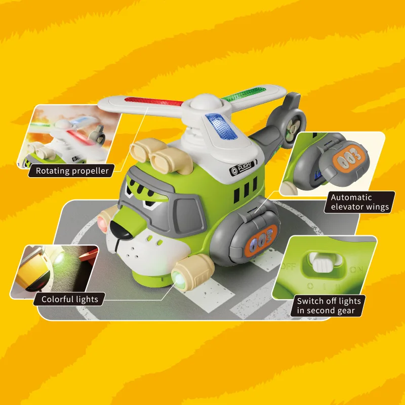 Electric Universal Tiger Helicpter Toy with Lights and Music Cartoon Rotating Plane Children Xmas Newyear Toy
