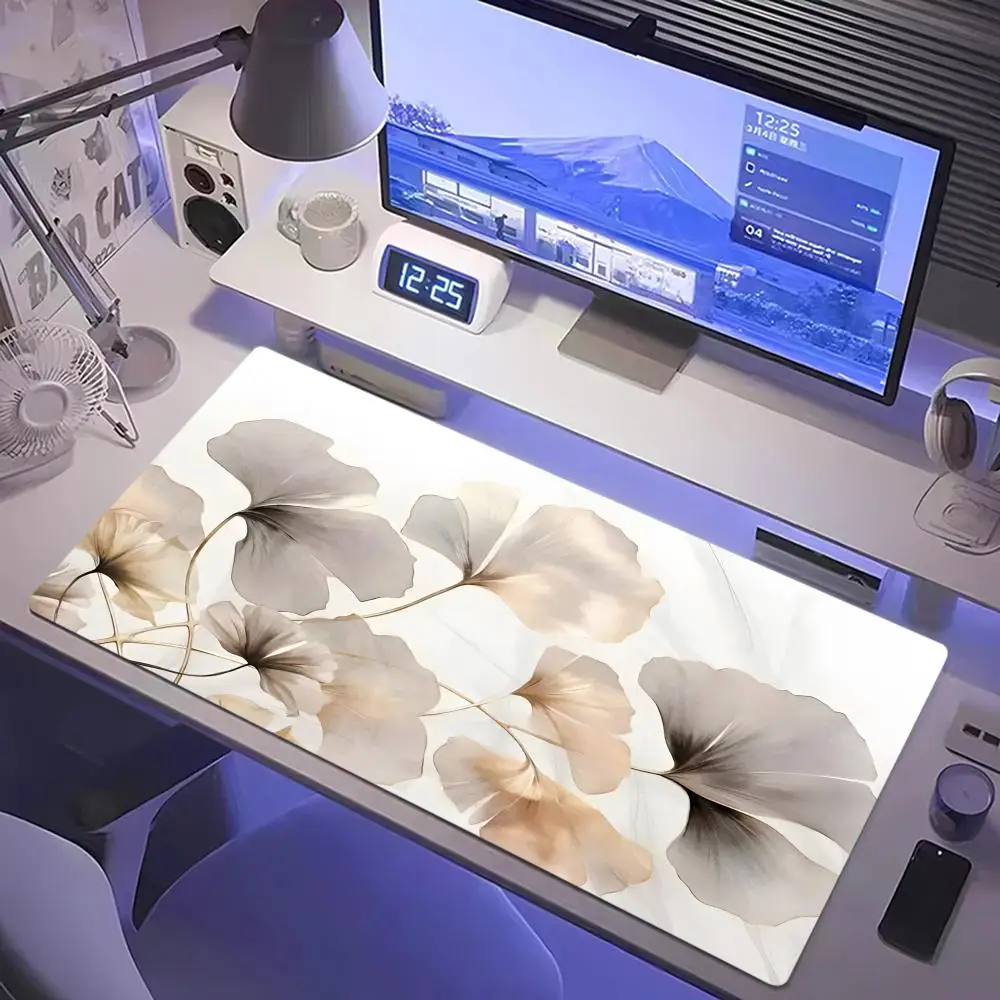 

Ginkgo Leaf Art Decorative Pattern Mouse Pad, Large Stitched Edge Mouse Pad, XXL Keyboard Pad, Gaming Computer Desk Accessories