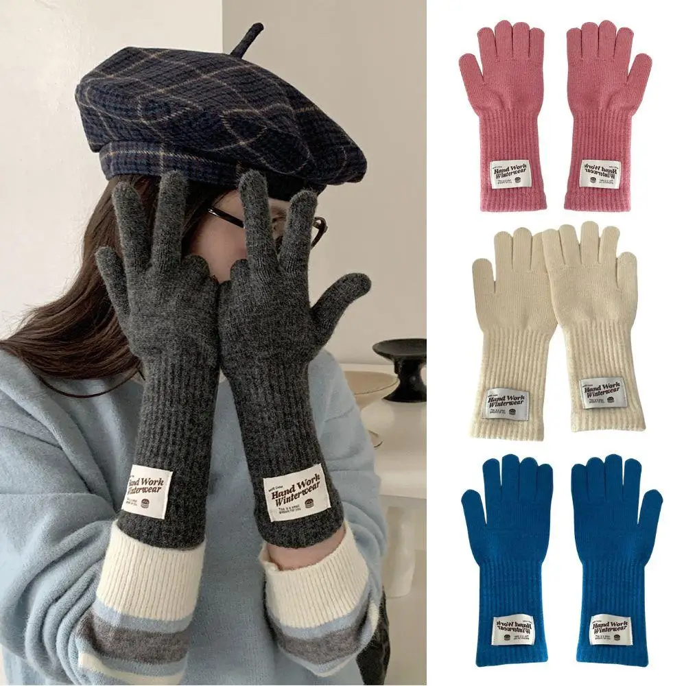 1Pairs Outdoor Women's Autumn Winter Gloves Elegant Warm Touchscreen Gloves Casual Long Vintage Knitted Full Finger Mittens