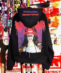 Drolandmiller Punk Gothic Hoodies Women Goth Streetwear Tops Grunge Couples Harajuku Sweatshirt Oversized Hoodie Y2k Clothes