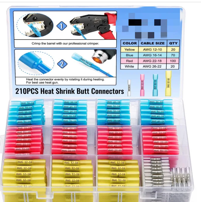 

Bht210pcs Waterproof Intermediate Terminal BHT Heat Shrinkable Insulation Middle Terminal Middle Straight Connector Boxed