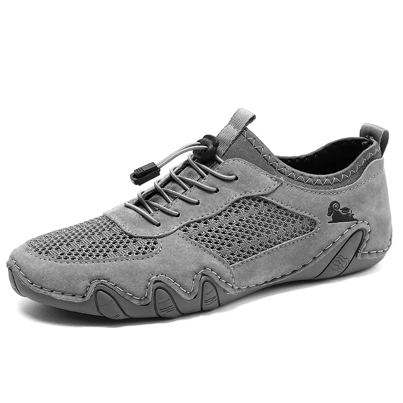 2023 Summer Breathable Lightweight New Men\'s Casual Sports Shoes Large Size Sewn Leather Mesh Shoes Octopus Men\'s Shoes