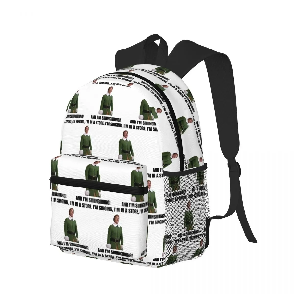 Buddy The Elf Singing Student Backpack School Bag Hiking Travel Daypack for Boys Girls Bookbag Shoulder Bags