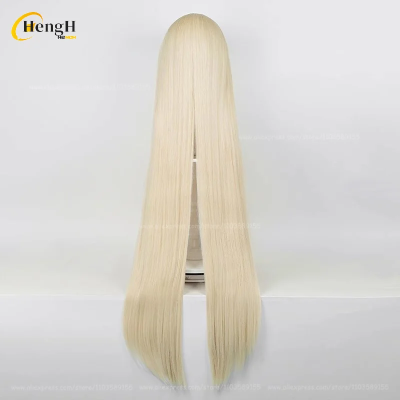 Disponibile Anime Chi Capelli sintetici Lunghi 120 cm Capelli lisci dorati chiari Capelli resistenti al calore Parrucche cosplay per feste di Halloween