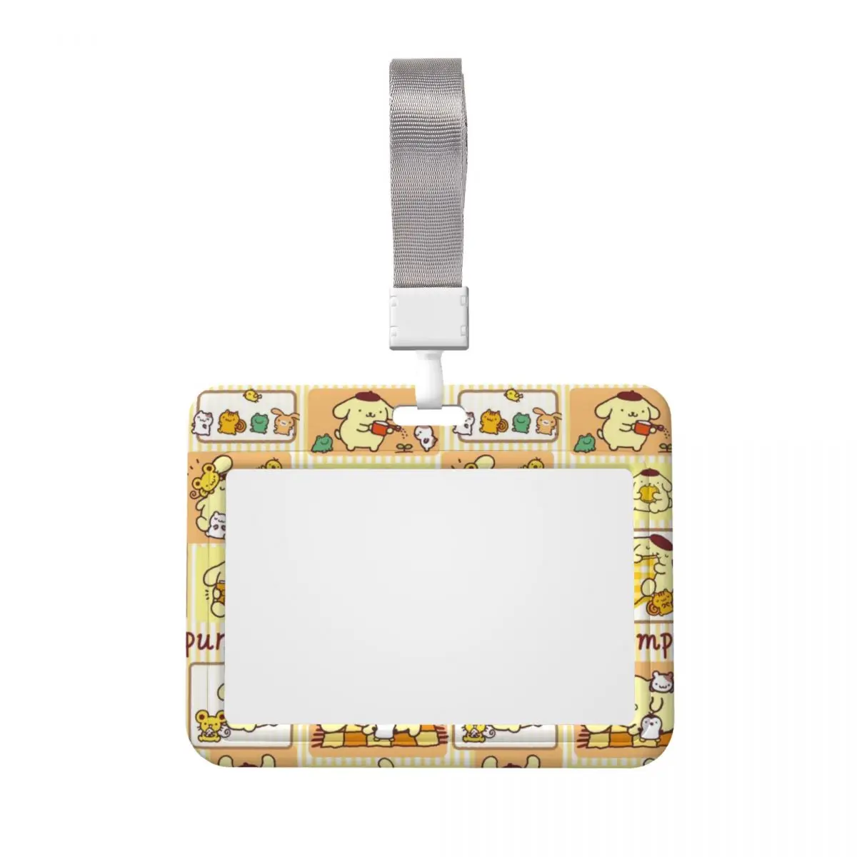 Custom Cartoon Anime Pom Pom Purin Lanyard ID Protector Badge Card Unisex Subway Card Holders For Factories