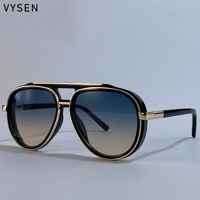 Übergroße Pilot Polarisierte Sonnenbrille Männer 2026 Luxus Marke Vintage Doppel Strahl Gläser Oval Punk Brillen Fahren Outdoor Shades – Detail 2