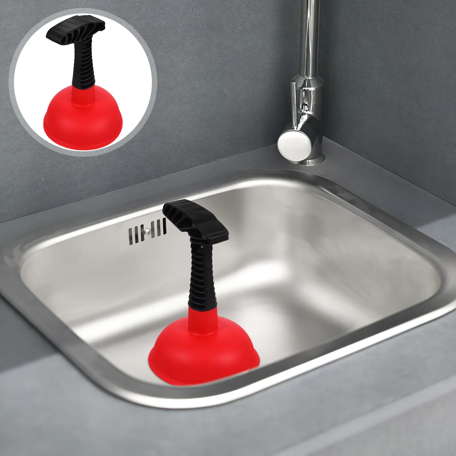 

2Pcs Practical Sink Plunger Rubber Material Easy to Hold Unclog Kitchen Bathroom Drains Home Tool Sink Plunger
