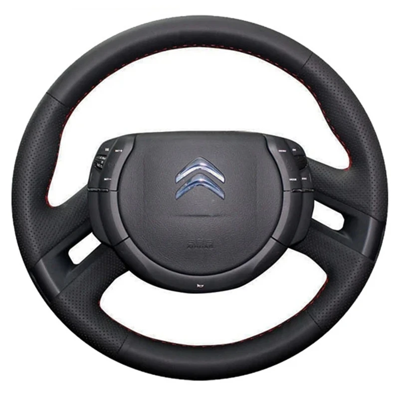 Artificial Leather Car Steering Wheel Cover DIY Hand-Stitched For Citroen C4 Picasso 2007-2013 Steering Wrap Car Accessories