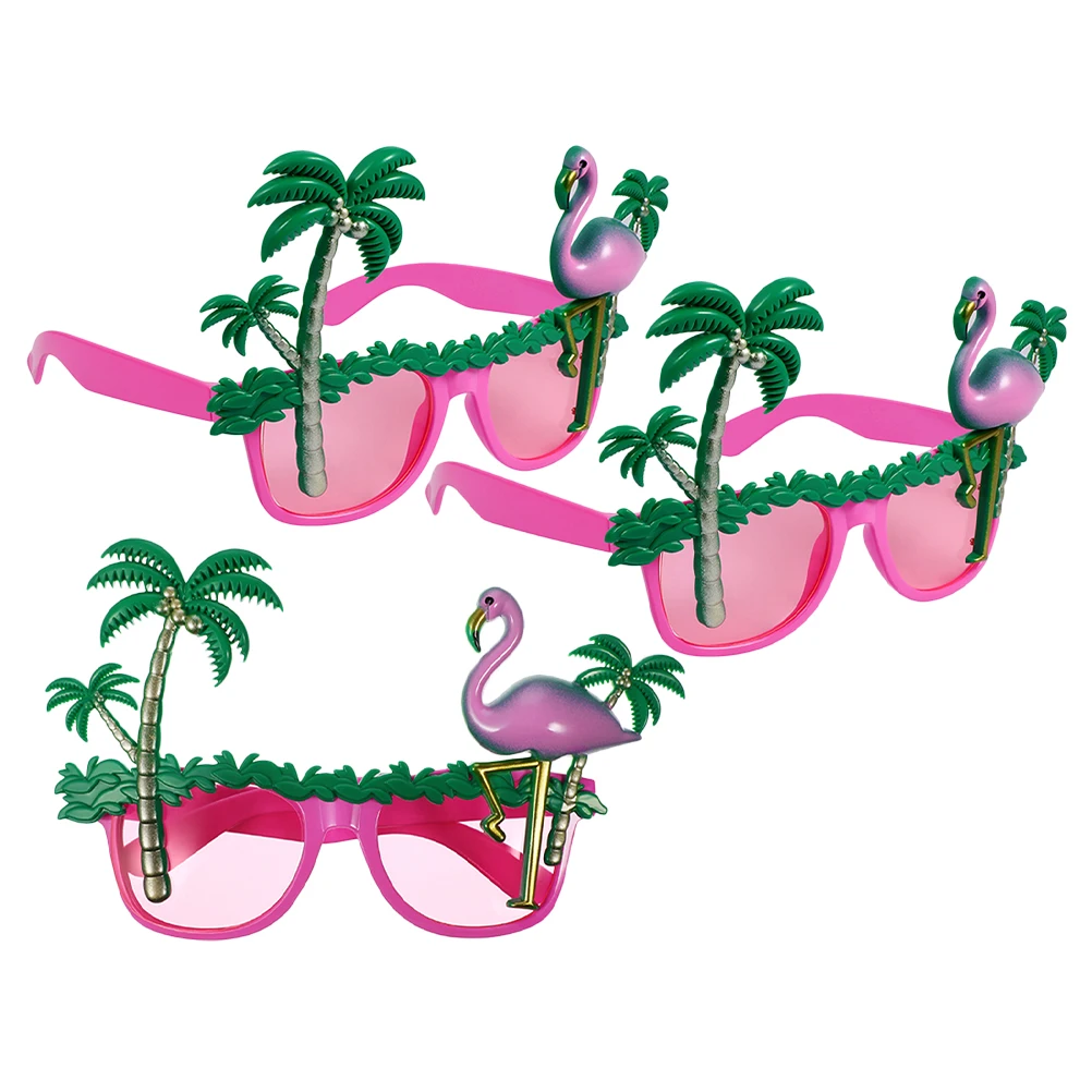 

3pcs Hawaiian Party Glasses Coconut Tree Sunglasses Funny Eyeglasses Photo Props Beach Pool Novelty Accessories Summer