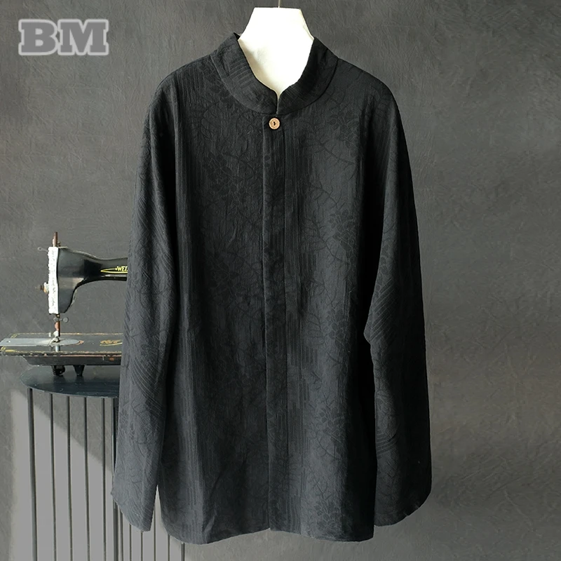 

Chinese Traditional Clothes Cotton Linen Long Sleeve High End Men'S Clothing Plus Size Vintage Shirt Tai Chi Kung Fu Coat Tops