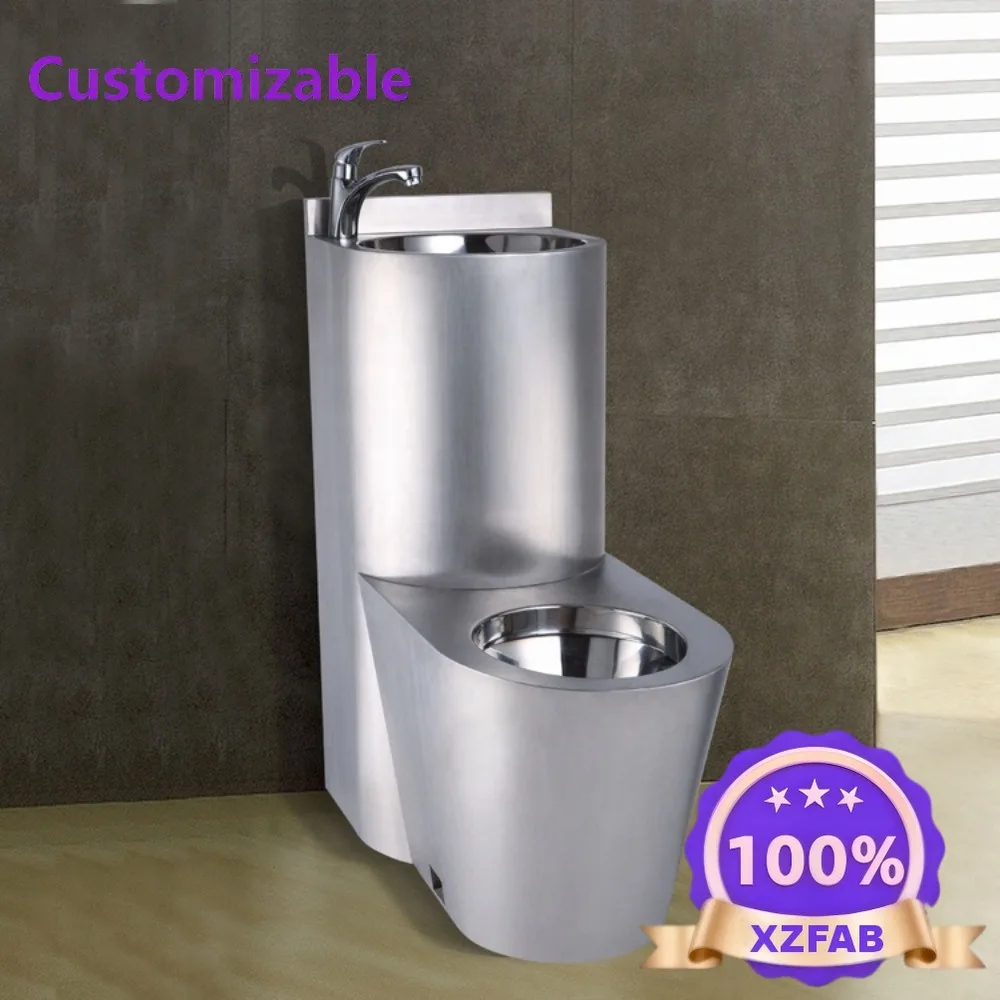 Factory Direct 2026 Modern stainless steel toilet toilet with washbasin sink
