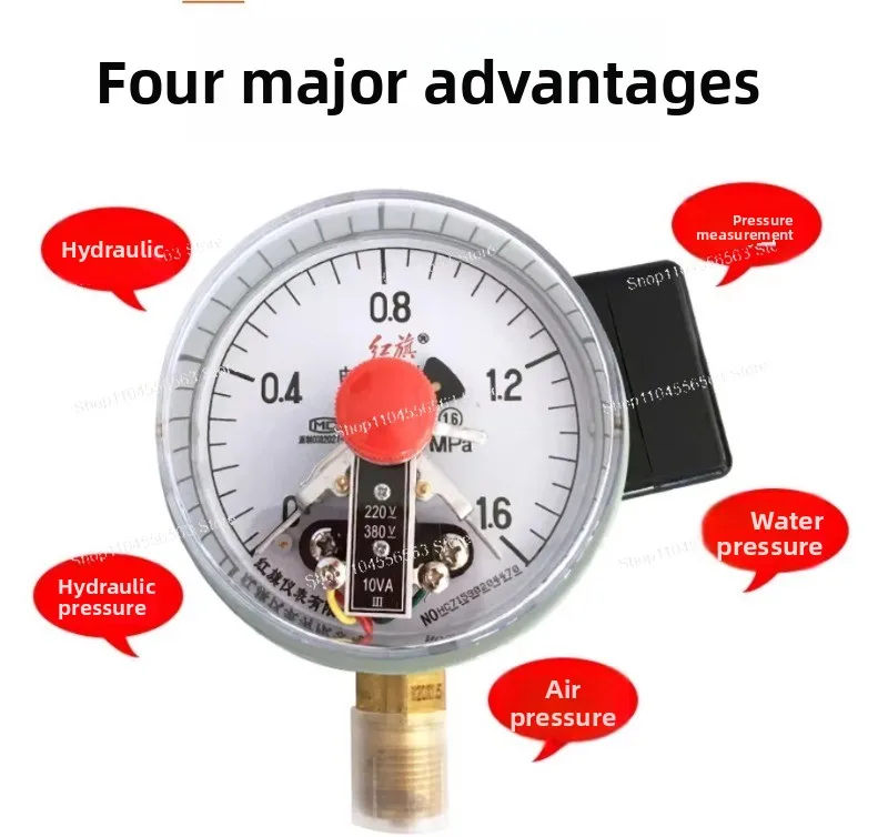 YX-100 0.1-60 Mpa 100mm Dial Diam 3.9 inch Electric Contact Pressure Gauge Pneumatic