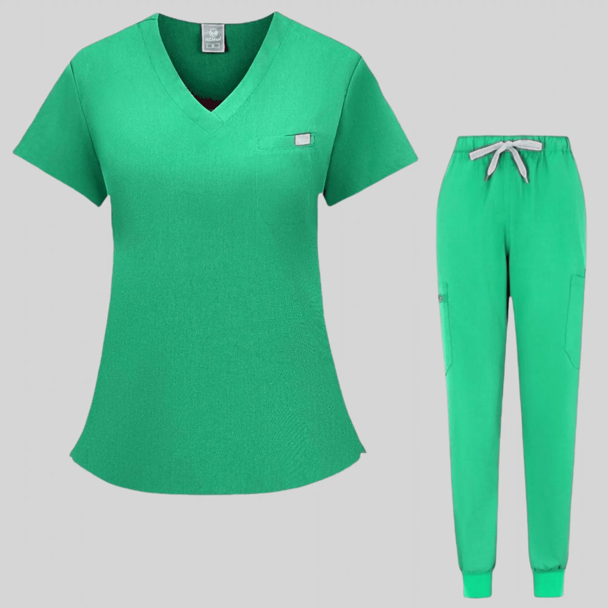 Mulheres Multicolor Enfermagem Scrubs Conjunto, Uniformes de Enfermeira, Manga Curta V-Neck Top, Calças Retas, Pet Doctor Medical Workwear, Novo