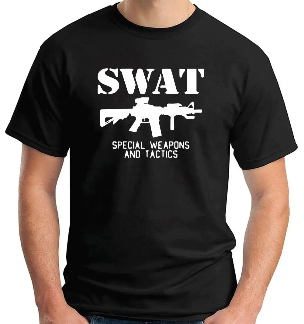 Fashion Round Neck Clothes Swat Special Weapons And Tactics 100% Cotton Print Men'S Summer Short Sleeve T Shirt Men