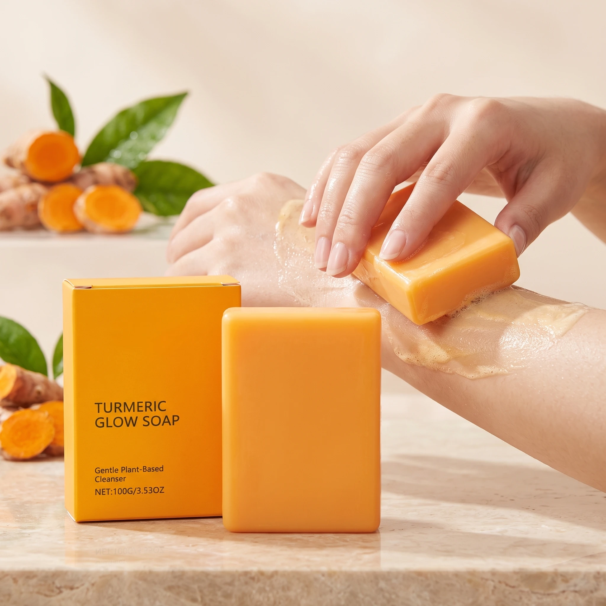 100G Turmeric Body Cleaning Soap Gentle Cleaning Dirts Nourishing Pores Enhance Smoothness Refreshing Glowing Body Care Soap