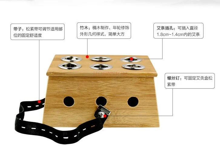 6 hole Bamboo Moxa Roll Box Moxa Roll Stick Health Care Healing Therapy Moxa Roll Sticker Moxibustion Holder Case
