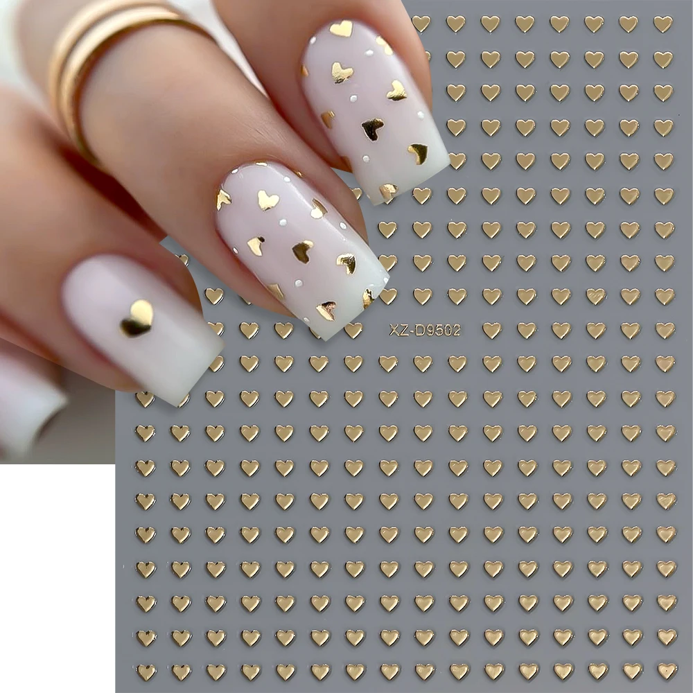 8pcs 3D 2mm Hearts Nail Stickers 8-Color Little Dot Love Heart Nail Decals Self-Adhesive Slider Valentine Manicure Decorations