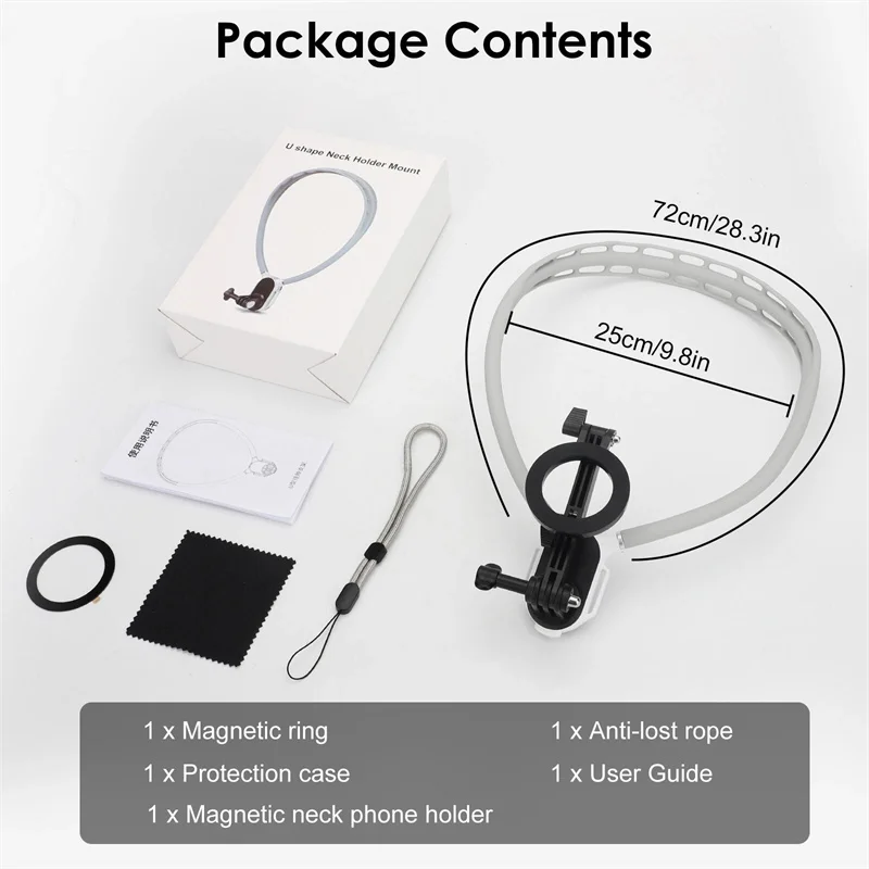 Magnetic Neck Phone Mount Phone Hand Free Neck Phone Holder Action Camera Video Recording Fixed Live Streaming Bracket