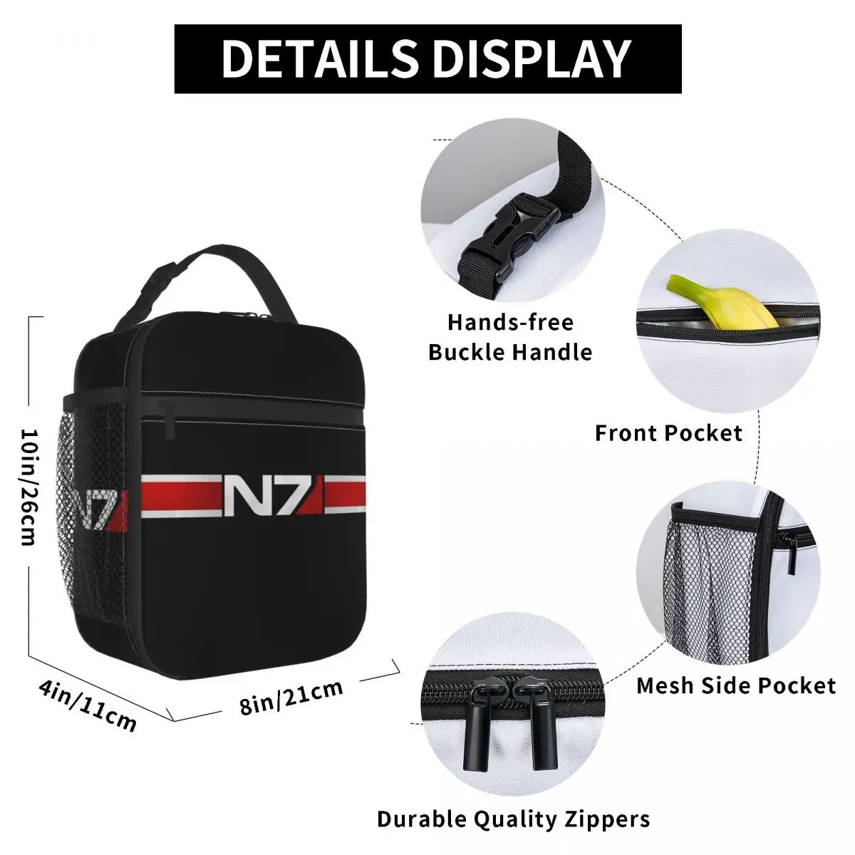 Armor Alliance Military Mass Effect N7 Insulated Lunch Bag for Women Office Cooler Thermal Food Box Tote Lunch Boxes Container