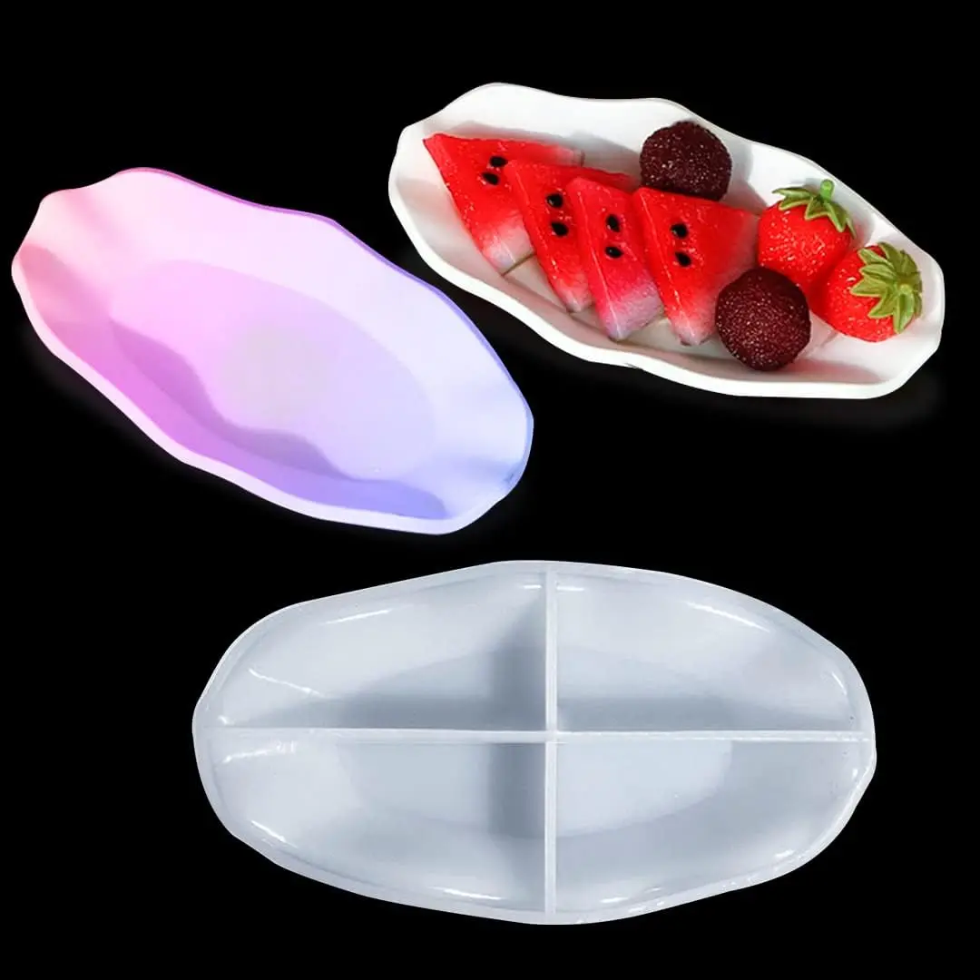 Oval Irregular Tray Silicone Mold Round Dish Epoxy Resin Mold Casting Mold for DIY Trinket Storage Soap Dish Fruit Storage Plate