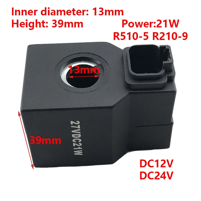 Excavator R510-5 R210-9 Pilot Travel Fast and Slow Gear Solenoid Valve Coil DC24V DC12V 21W