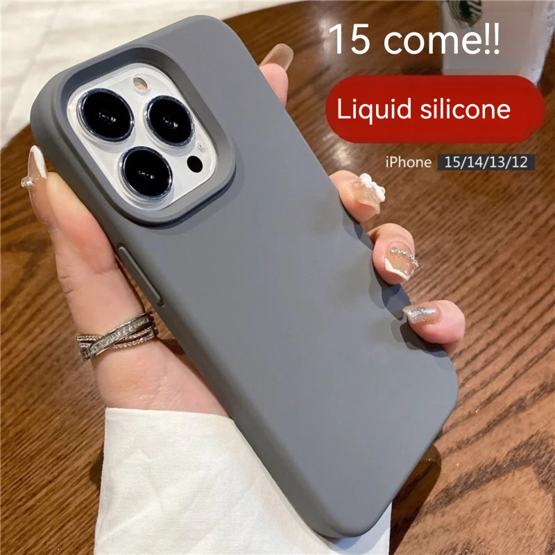 high quality Genuine liquid silicone phone case for iphone 13 14 15 pro max soft full cover for iphone 14 15 plus bumper Luxury