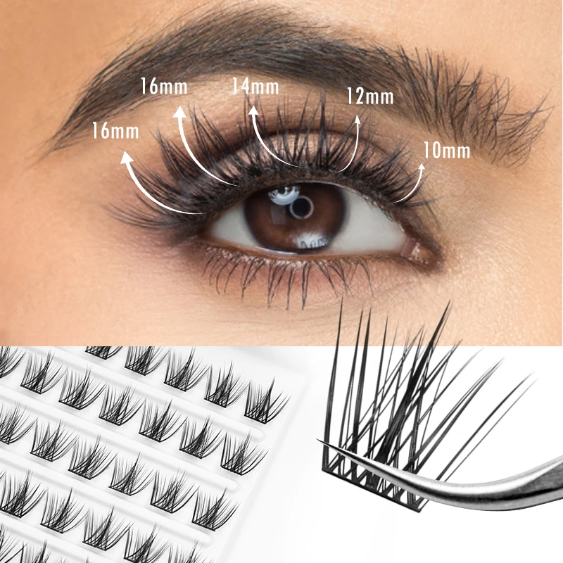 ETVITE 120 Clusters MIX DIY Individual EyeLashes Cluster Lashes Bunch Segmented Fake Lashes Professional Makeup Tools