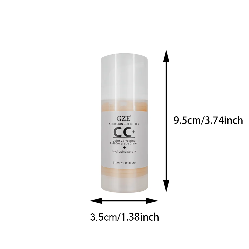 كريم GZE CC+ مع مصل |   كريم أساس لتصحيح الألوان بتغطية كاملة |   ترطيب، يمنح لون البشرة، يغطي العيوب والهالات السوداء