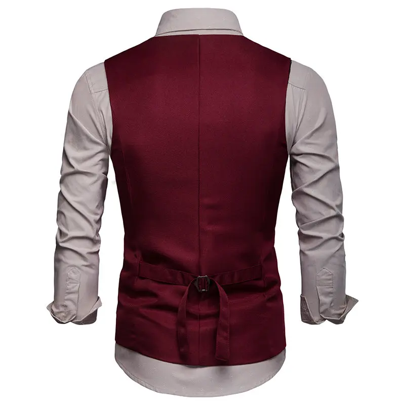 Spring New Arrival Men's Dress Vest Fashion Chain Accessories V Neck Suit Vest Waistcoat Casual Vintage Gentleman Wedding Party