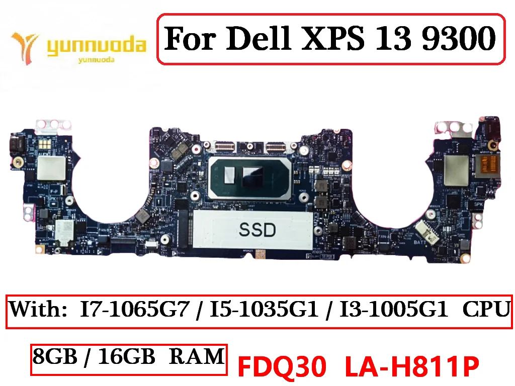 LA-H811P  For Dell XPS 13 9300 Laptop Motherboard With I7-1065G7I5-1035G1I3-1005G1CPU 16G RAM CN-0XVC8Y 0XVC8Y XVC8Y 100% Tested