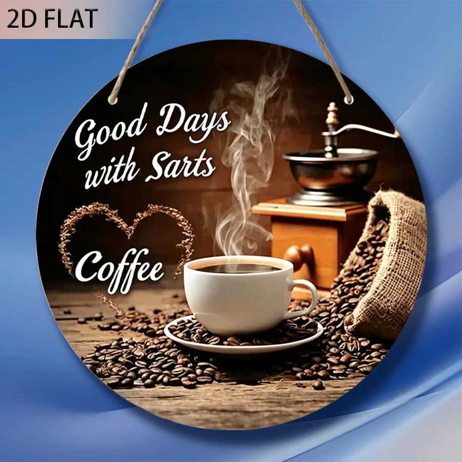2D Flat, 1pc Fun (Rich, Warm Greeting) Wall Decoration Painting, High-Quality Printed Wooden Sign. 7.87X7.87 Round Hanging Sign,
